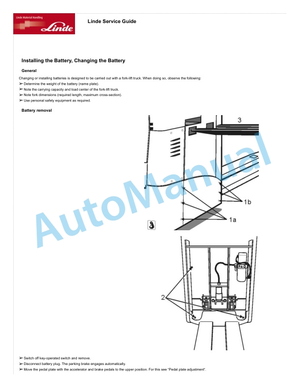 Alternative view of Linde 1301-01 - T33 Operating Instructions