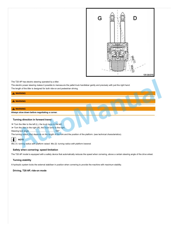 Alternative view of Linde 131-01 - T20AP, T20SP, T20SP B, T24AP, T24SP Operating Instructions SN 03.06 and up SN up to W4X131G02743