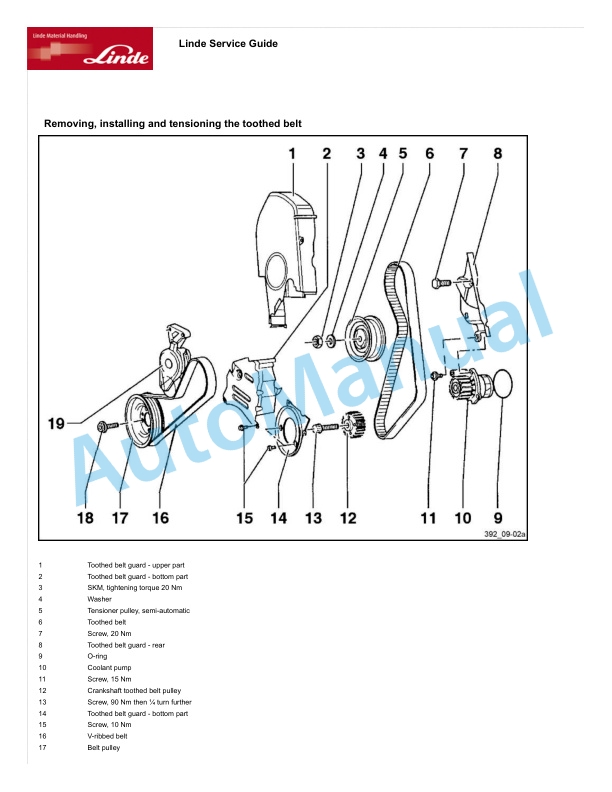 Alternative view of Linde 1313-01 - H25CT, H27CT, H30CT, H32CT Workshop Manuals SN 12.09 and up