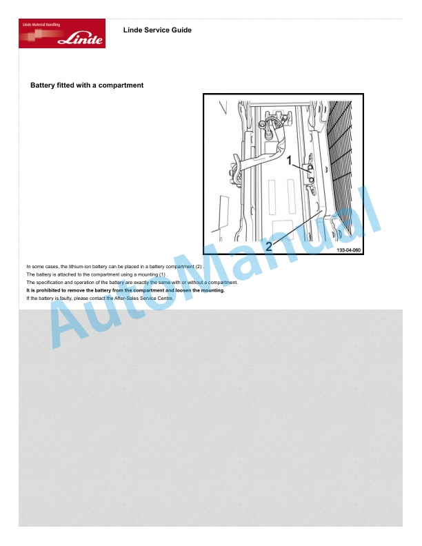 Alternative view of Linde 132-01 - N20, N20 B, N20HP, N24, N24 B, N24HP Operating Instructions SN 10.05 and up SN up to W4X132V02228