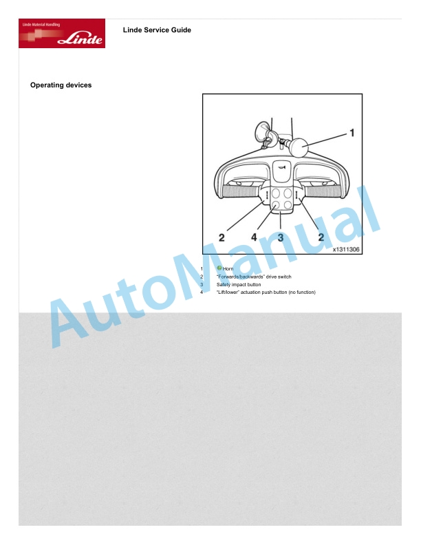 Alternative view of Linde 133-01 - L12 EXAP to L14 EXSP Operating Instructions
