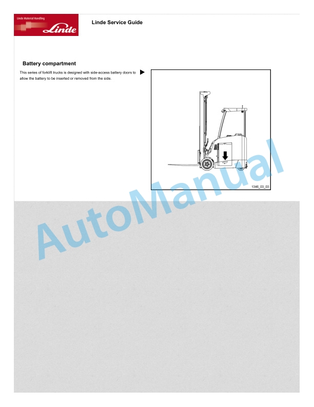 Alternative view of Linde 1346-01 - E18S, E20S Production site Summerville Workshop Manuals