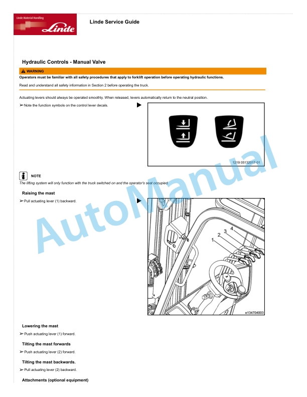 Alternative view of Linde 1347-01 - E25C, E25CL, E27C, E27CL, E30C, E30CL, E32CL Production site Summerville Operating Instructions