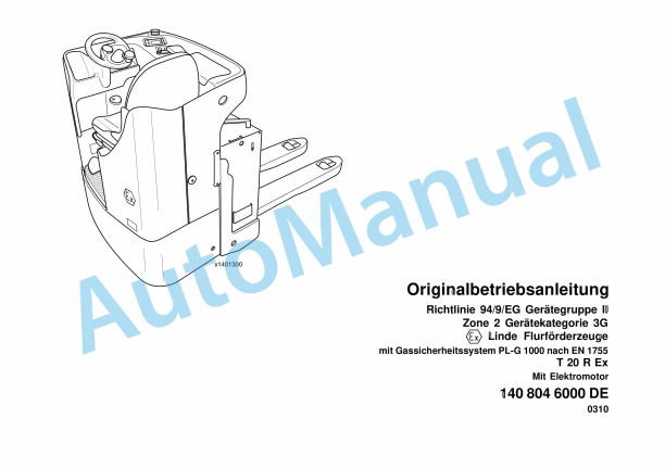 Linde 140-01 - T20 EX Operating Instructions