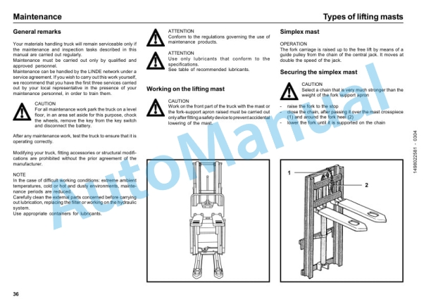 Linde 149-01 - N20, N20L, N20LI, N20LX, N25 Operating Instructions SN 02.00 and up SN up to 12.09-5