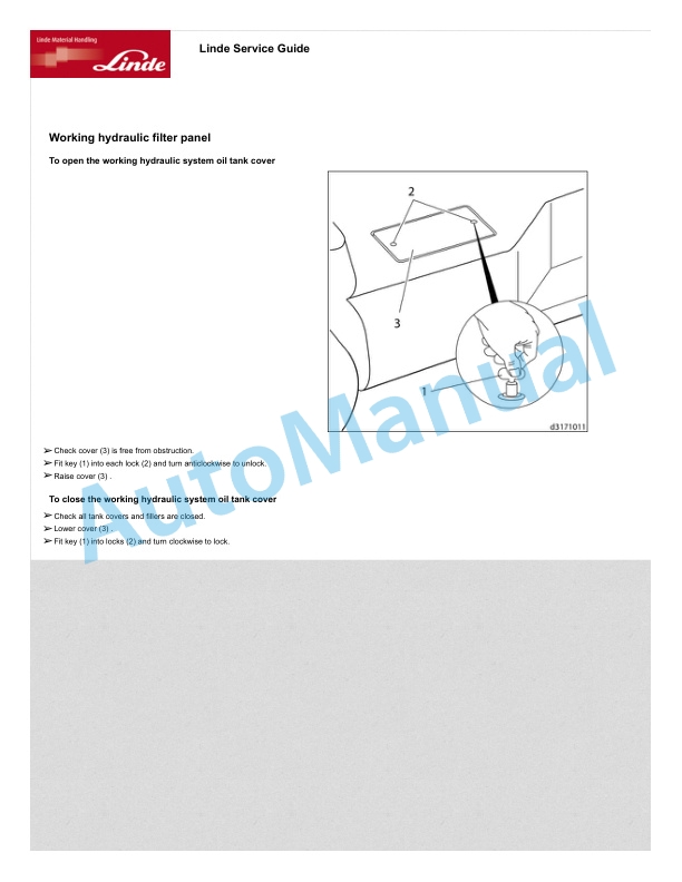 Alternative view of Linde 317-01 - C80.3, C80.4, C80.5, C80.6 Operating Instructions SN 06.98 and up SN up to 12.07