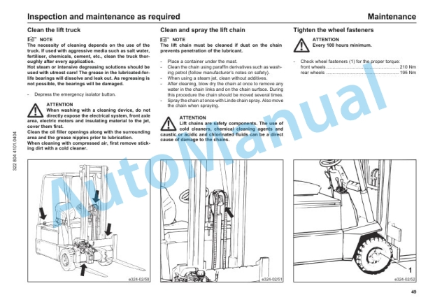 Linde 322-02 - E15, E16, E18 Operating Instructions SN 09.92 and up SN up to 06.97-3