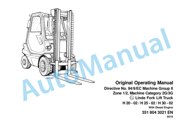 Linde 351-02 - H20D EX, H25D EX, H30D EX Operating Instructions-2