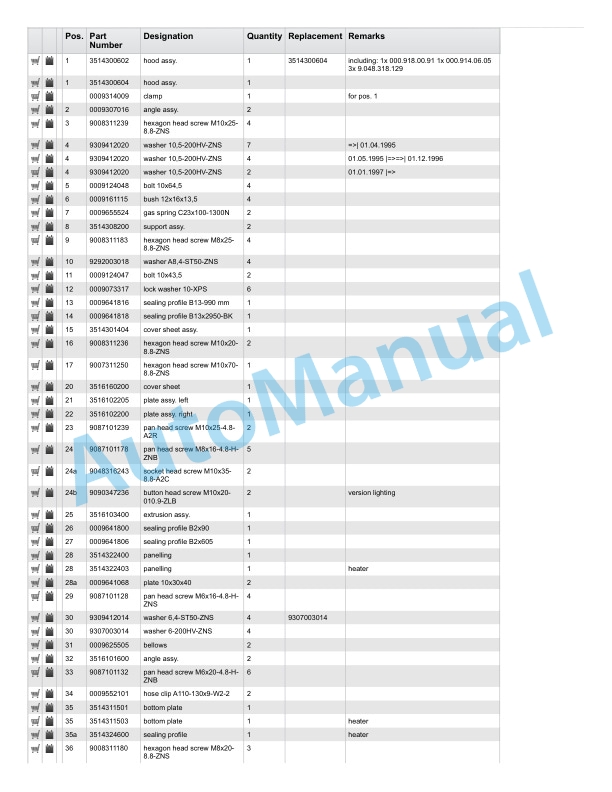 Alternative view of Linde 351-02 - H20D, H20T, H25D, H25T, H30D, H30T Spare Parts Manual SN 06.94 and up SN up to 11.99