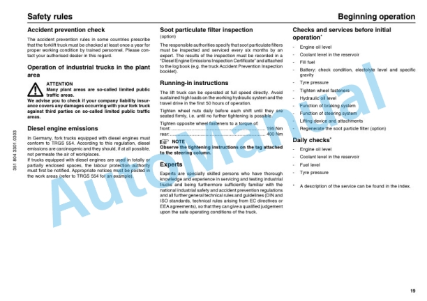 Linde 351-03 - H20D, H20T, H25D, H25T, H30D, H30T, H35D, H35T Operating Instructions SN 05.97 and up SN up to 08.03-5