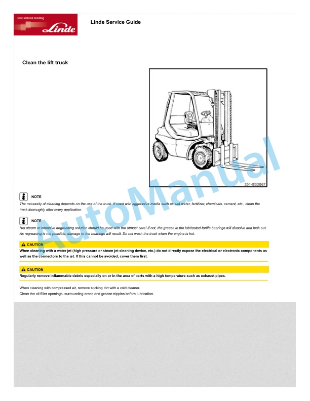 Alternative view of Linde 351-05 - H25D, H25T, H30D Production site Xiamen Operating Instructions SN 07.08 and up