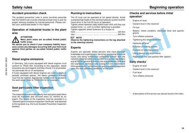 Linde 352-04 - H30G to H45D, H45T Operating Instructions SN 06.01 and up SN up to 07.04-5