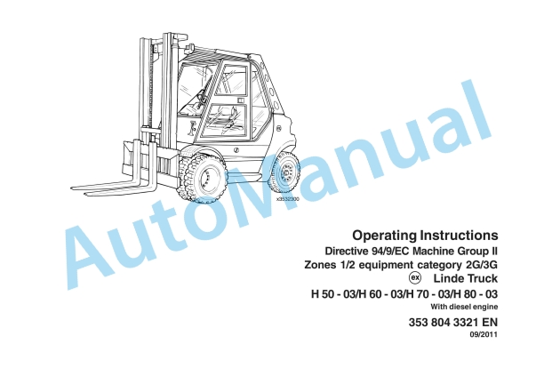 Linde 353-03 - H50D EX, H60D EX, H70D EX, H80D EX Operating Instructions