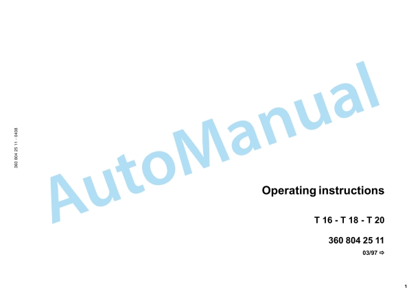 Linde 360-01 - T16, T18, T20 Operating Instructions SN 09.93 and up SN up to 02.97