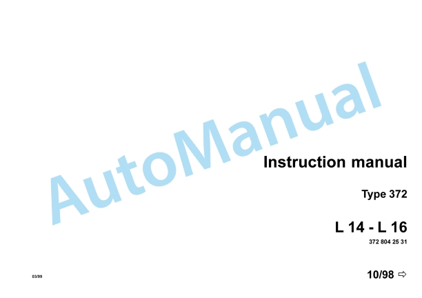 Linde 372-00 - L14, L16 Operating Instructions SN 10.98 and up