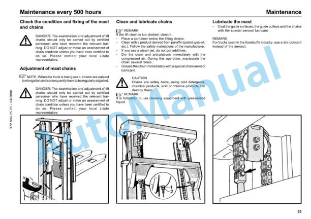 Linde 372-02 - L14, L14AP, L16, L16AP Operating Instructions SN W4X372U02718 and up SN up to W4X372Z02948-3