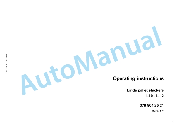 Linde 379-01 - L10, L12 Operating Instructions SN 10.95 and up SN up to 05.09