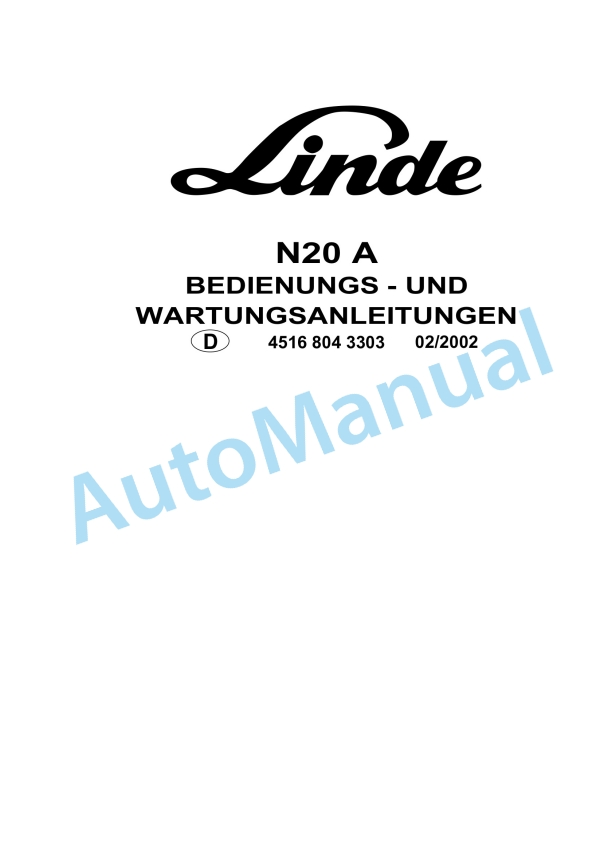 Linde 4516-01 - N20A Operating Instructions