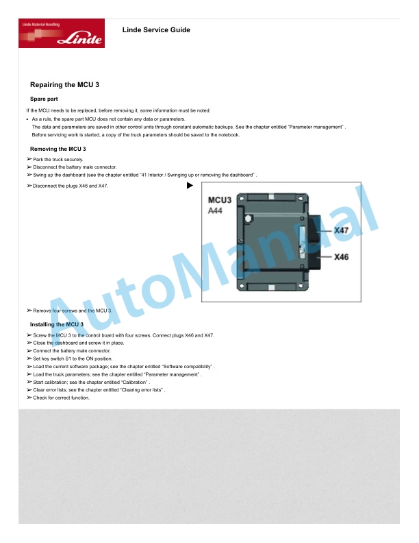 Alternative view of Linde 5131-01 - T33 Workshop Manuals SN 515131-00001 and up
