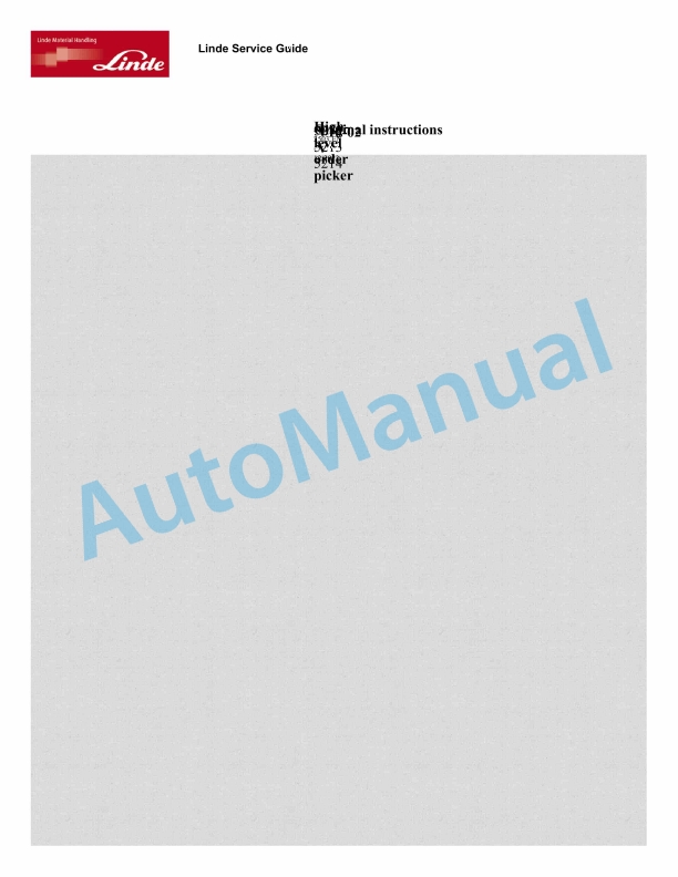 Linde 5214-01 - V Production site KWS Reutlingen Operating Instructions
