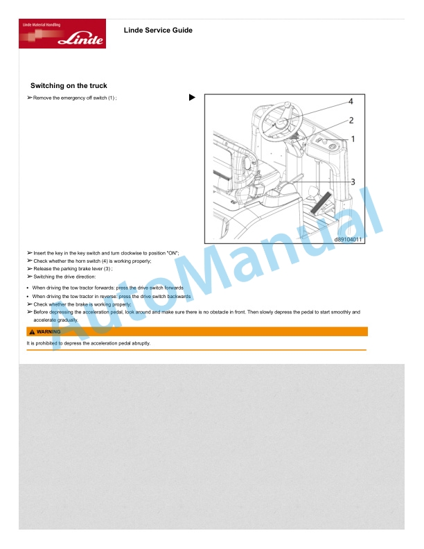 Alternative view of Linde 8910-01 - P50A, P60A Operating Instructions SN 10.19 and up