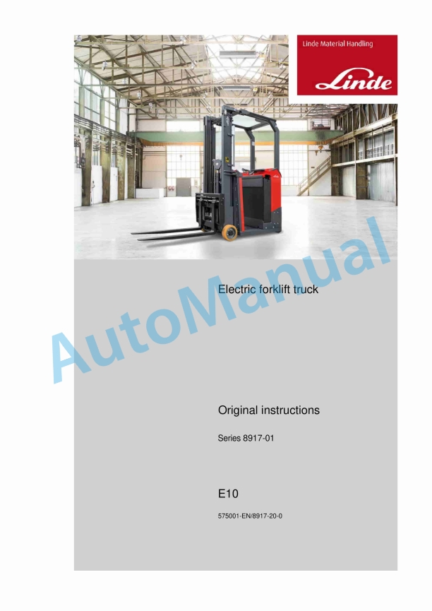 Linde 8917-01 - E10 Operating Instructions