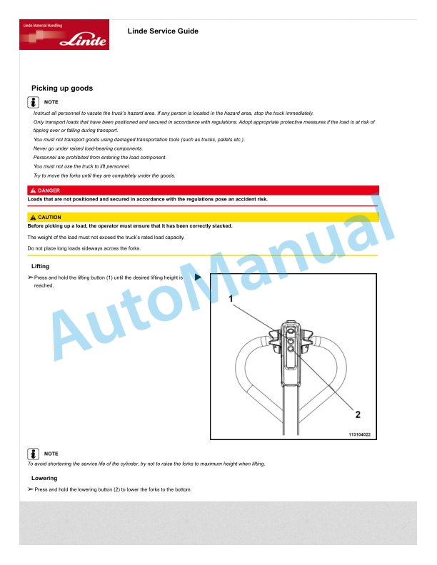 Alternative view of Linde 8918-01 - MT12C, MT15C Production site Xiamen Operating Instructions SN CT8918M00001 and up