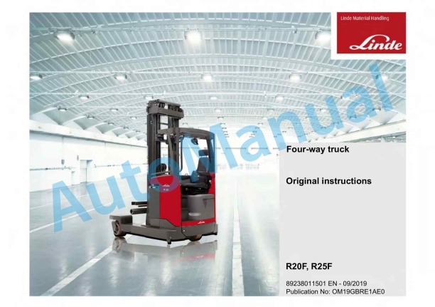 Linde 8923-01 - R20F-R25F Operating Instructions