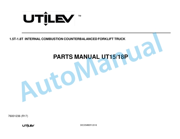 Utilev A261 UT15-18P Parts Manual 76001236
