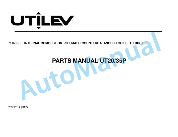 Utilev A281 UT20-35P Parts Manual 76502614