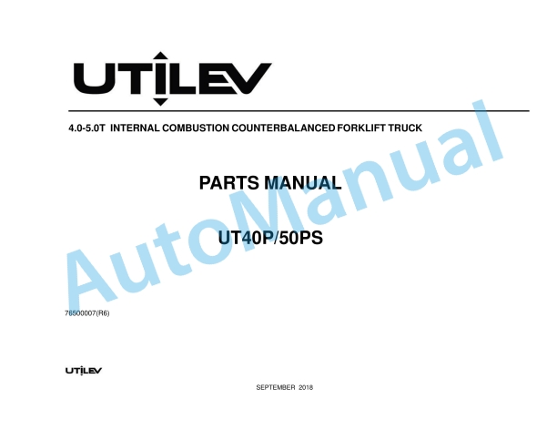 Utilev A408 UT40-50PS Parts Manual 76500007
