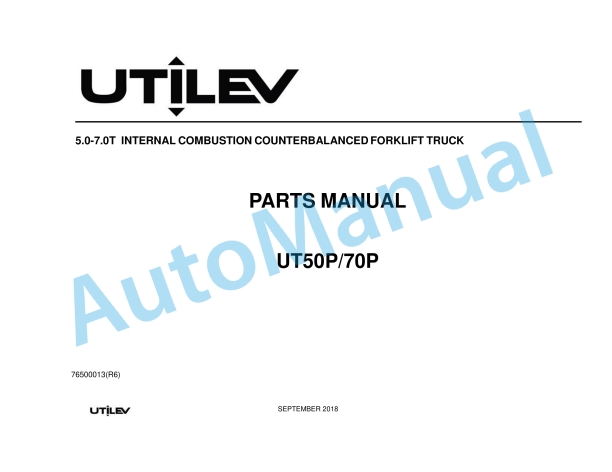 Utilev A413 UT50-70P Parts Manual 76500013