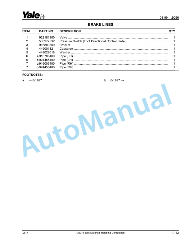 Alternative view of Yale A810 GDP030-040AF Parts Manual 504250774