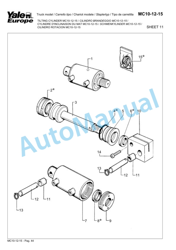 Yale A860 MC10, MC12, MC15 Parts Manual 273123300 3 Yale A860 MC10, MC12, MC15 Parts Manual 273123300-3