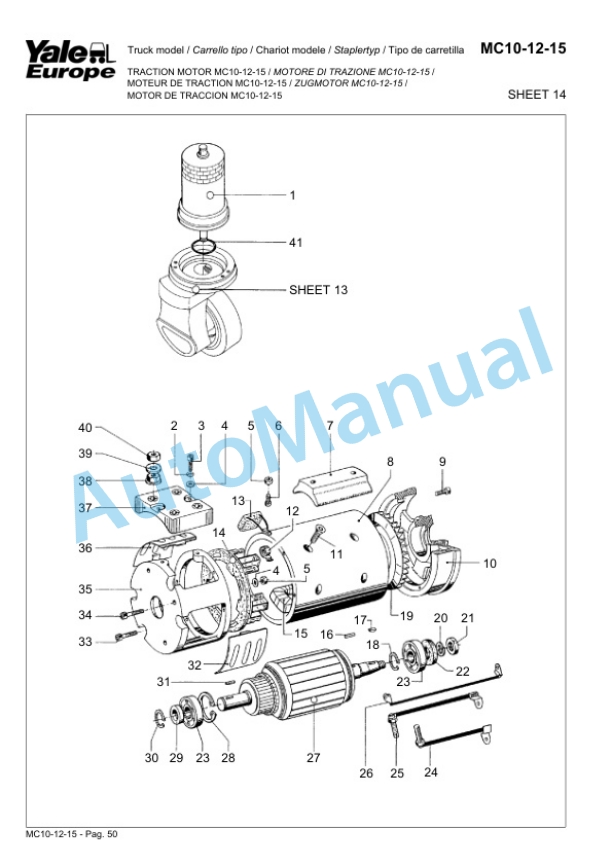 Yale A860 MC10, MC12, MC15 Parts Manual 273123300 4 Yale A860 MC10, MC12, MC15 Parts Manual 273123300-4