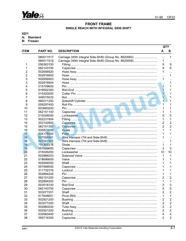 Yale A861 - C829 NDR030GA, NR045GA, NDR030CA, NR045CA Parts Manual 520371746 3 Yale A861 - C829 NDR030GA, NR045GA, NDR030CA, NR045CA Parts Manual 520371746 - Image 3
