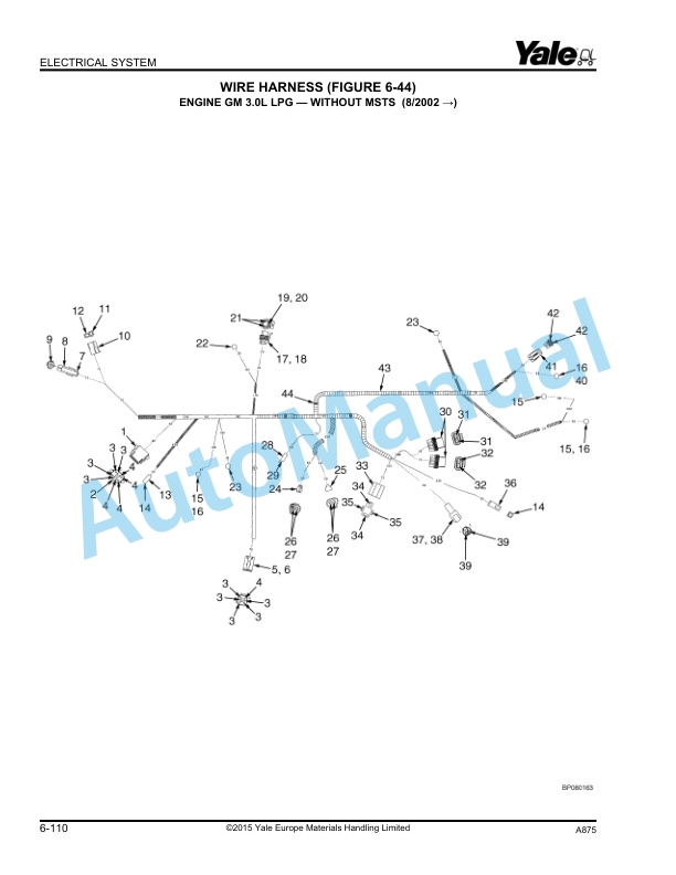 Alternative view of Yale A875 GDP040-050RG Parts Manual 520371741