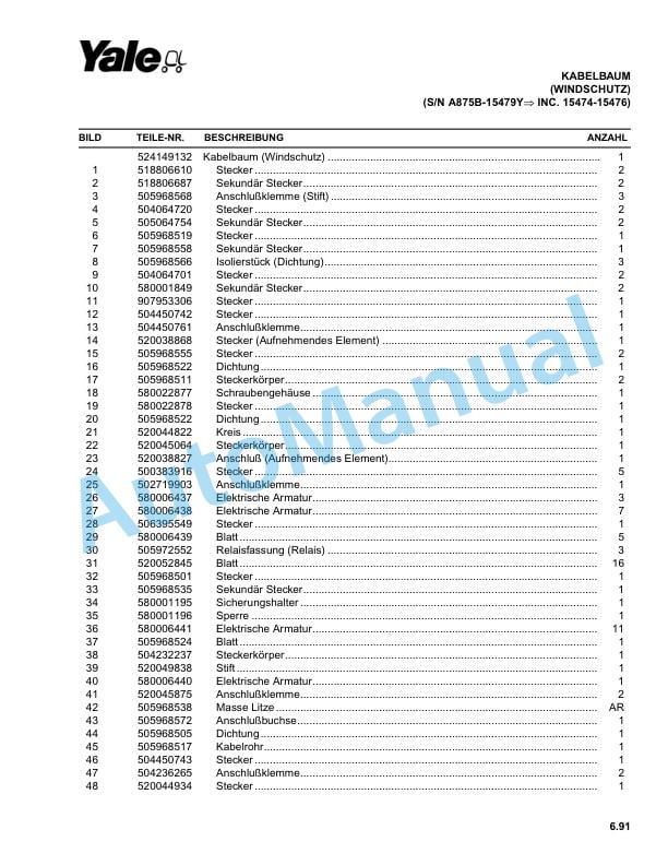 Alternative view of Yale A875 GDP050-060TG Parts Manual 520371742