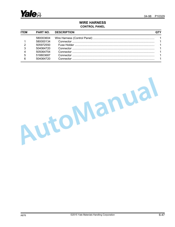 Alternative view of Yale A876 GLP-GDP165-280DA Parts Manual 520371752