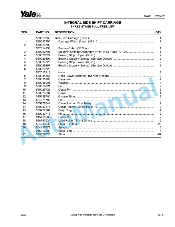 Yale A883 ESC030-040FA Parts Manual 524146646 5 Yale A883 ESC030-040FA Parts Manual 524146646 - Image 5