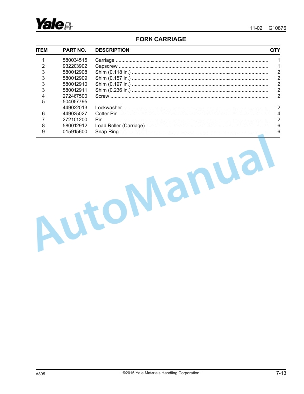 Yale A895 MSW020-025E Parts Manual 524167346 5 Yale A895 MSW020-025E Parts Manual 524167346 - Image 5