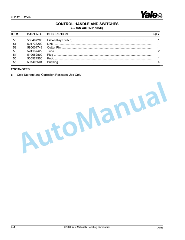 Alternative view of Yale A898 MPC060-080AD Parts Manual 520371722
