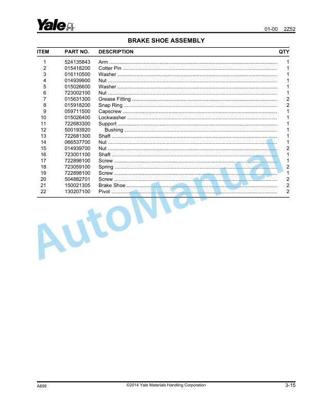 Alternative view of Yale A899 MPC060-080LD Parts Manual 520371701