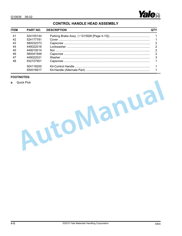 Alternative view of Yale A904 - A905 MPC060-E, MPC080-E Parts Manual 524167339