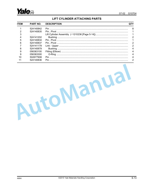 Yale A904 - A905 MPC060-E, MPC080-E Parts Manual 524167339 4 Yale A904 - A905 MPC060-E, MPC080-E Parts Manual 524167339 - Image 4