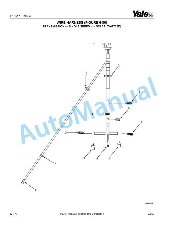 Alternative view of Yale A910 GC-GLC040-GLC070VX Parts Manual 524223811
