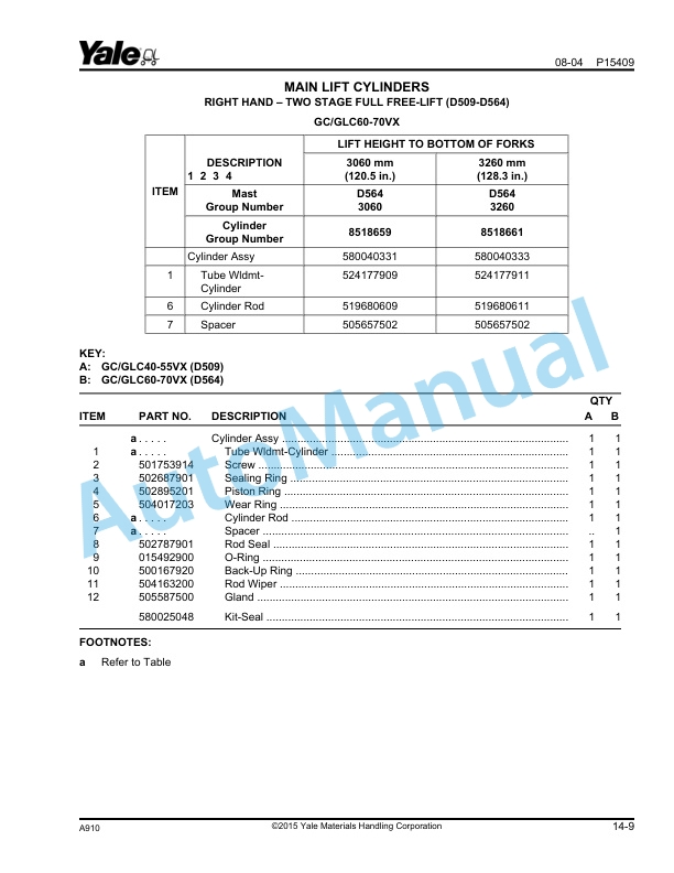 Yale A910 GC-GLC040-GLC070VX Parts Manual 524223811 4 Yale A910 GC-GLC040-GLC070VX Parts Manual 524223811 - Image 4