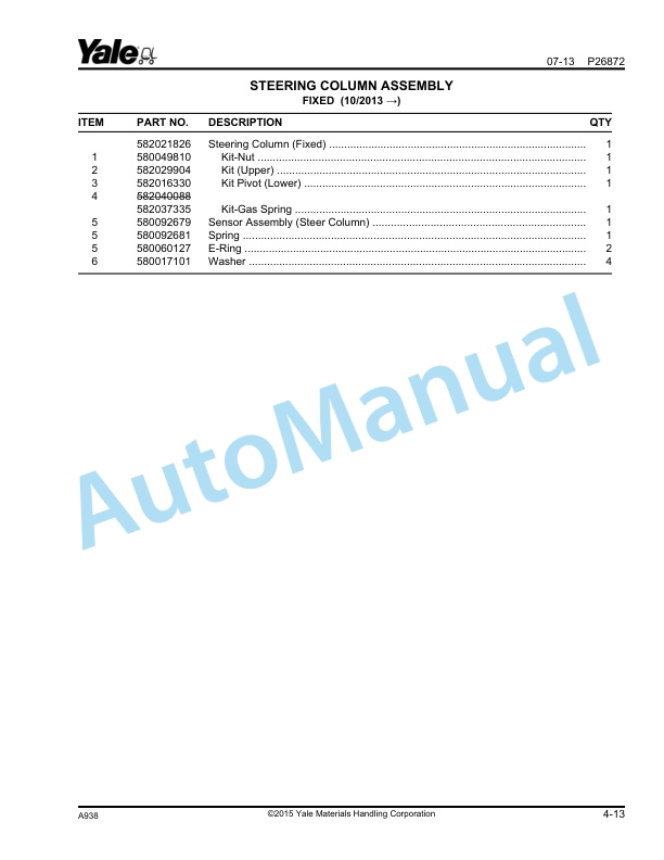 Alternative view of Yale A938 ERC80VH, ERC100VH, ERC100VHS, ERC120VH Parts Manual 550053502
