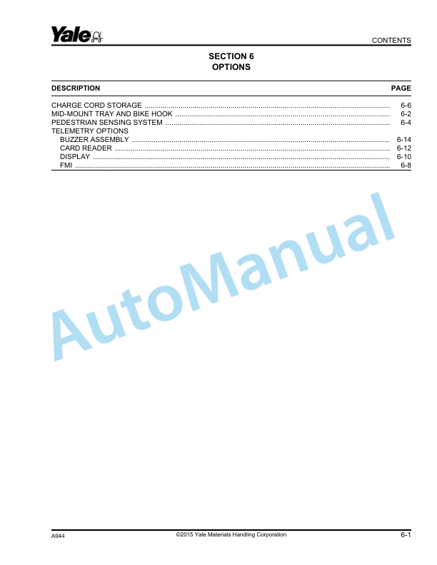 Yale A944 AER020AA Parts Manual 550121606 5 Yale A944 AER020AA Parts Manual 550121606 - Image 5