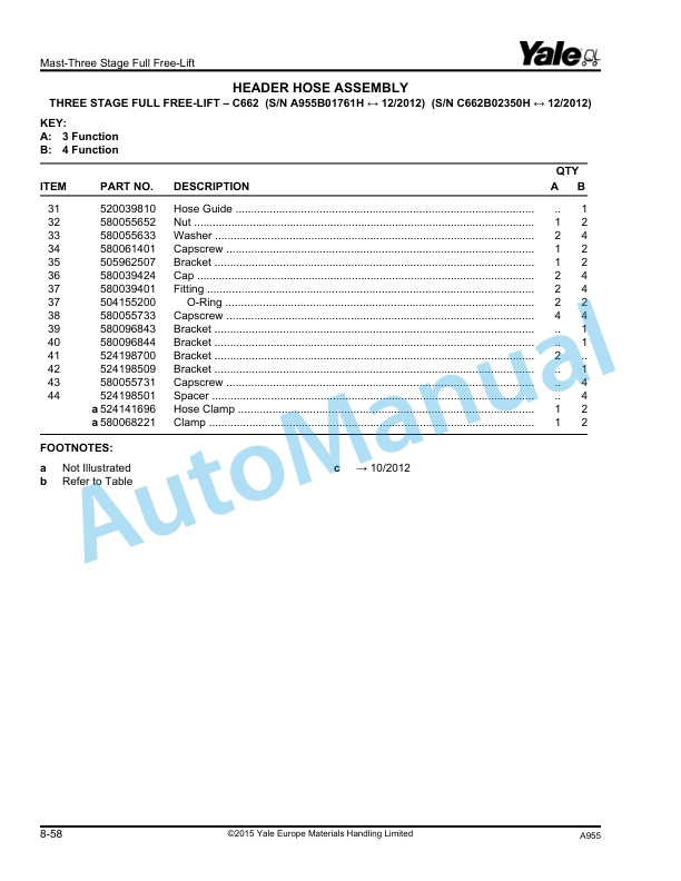 Yale A955 ERP16-18-20VF Parts Manual 524320701 4 Yale A955 ERP16-18-20VF Parts Manual 524320701 - Image 4